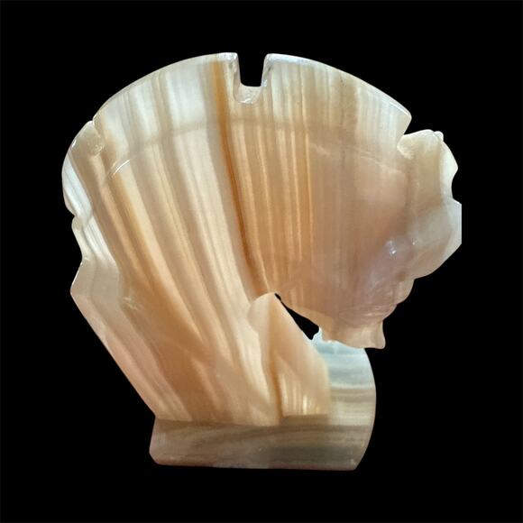 Pair Onyx Marble Trojan Horse Head Bookends 6.25" MCM Aztec Style Vintage Decor - Picture 4 of 8